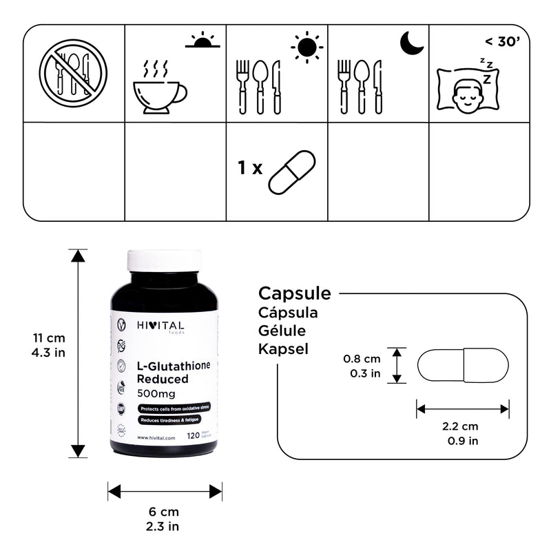 Glutathione 500Mg 98% Reduced 120 Vegan Capsules For 4 Months Amino Acid L-Glutathione Cellular Antioxidant That Helps To Rejuvenate Cells And Reduces Fatigue And Exhaustion - NewNest Australia