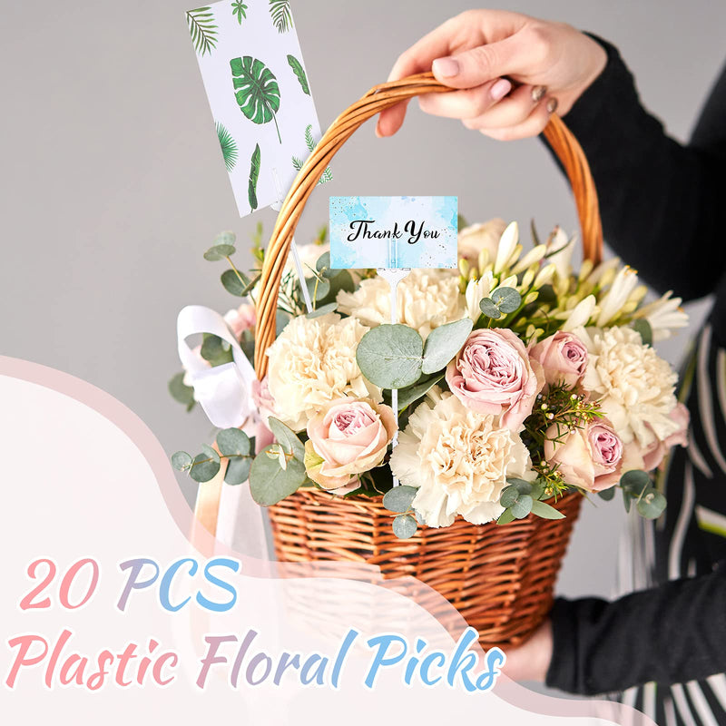 20 Pieces Floral Picks Clear Plastic Pick Holder 9.4 Inch Straight Head Card Holder Transparent Flower Picks Card Photo Holder Pick for Party Wedding Home Festivals Cake Decoration Supplies - NewNest Australia