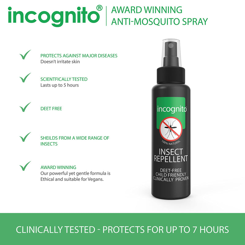 incognito mosquito repellent spray 100 ml | Maximum effect, natural, without DEET | Effectively protects against mosquitoes and other biting insects Mosquito spray, suitable for men, women and children - NewNest Australia