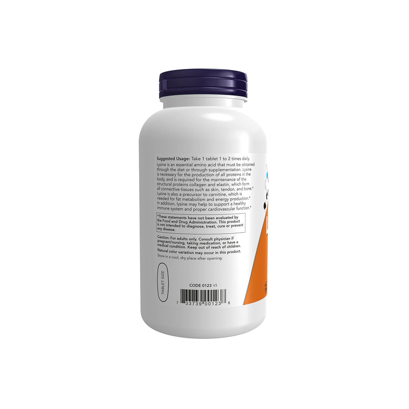 NOW Supplements, L-Lysine (L-Lysine Hydrochloride) 1,000 mg, Double Strength, Amino Acid, 250 Tablets - NewNest Australia