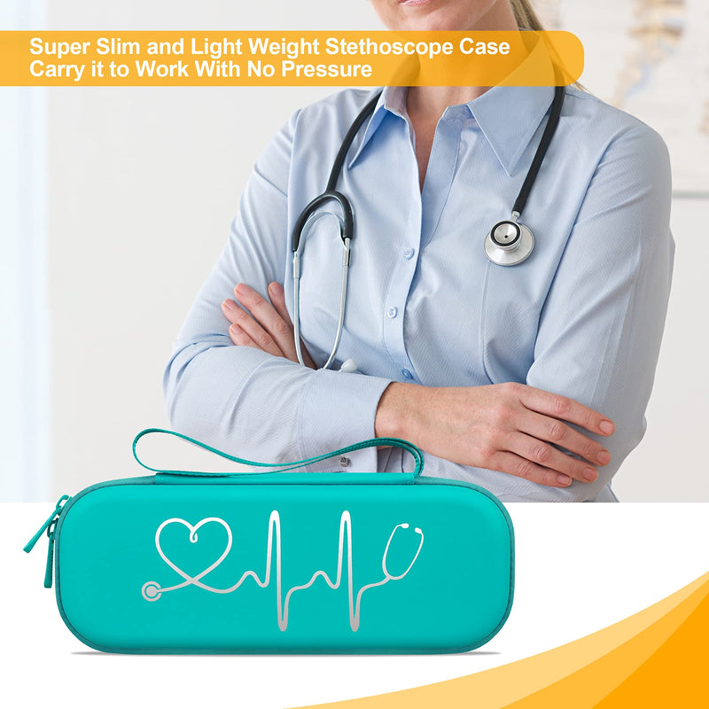 BOVKE Stethoscope Case, Lightweight Slim Stethoscope Holder for 3M Littmann Classic III, Lightweight II S.E, Littmann Cardiology IV, MDF Acoustica Deluxe Stethoscopes, Emerald - NewNest Australia