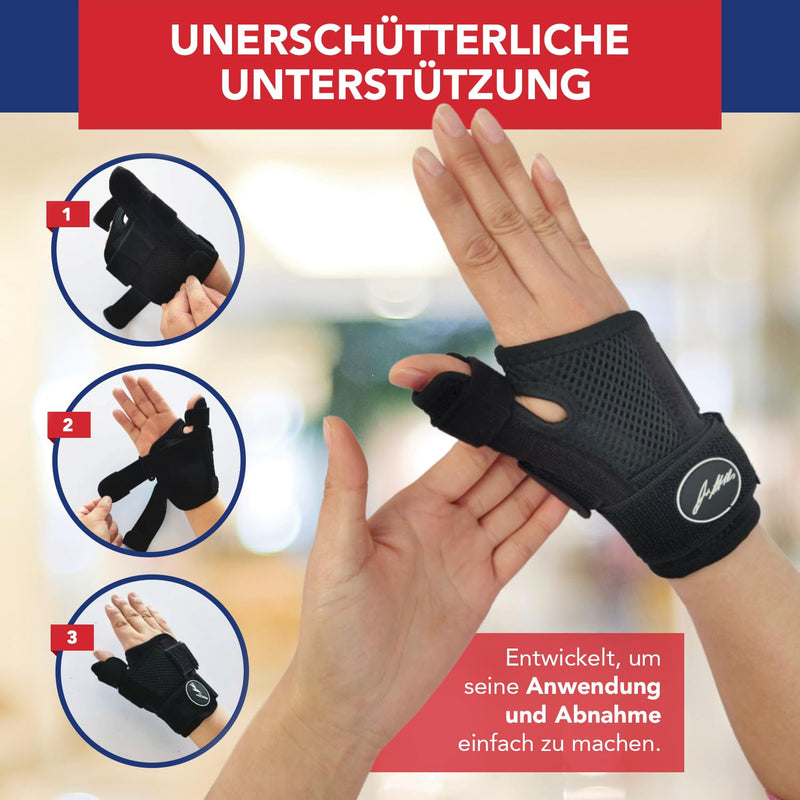 Dr. Arthritis Designed By Doctors Wrist Bandage, Thumb Brace Left/Right, Wrist Support With Thumb Splint, Stabilizing Wrist Brace With Thumb Location, Black, Single Pack - NewNest Australia