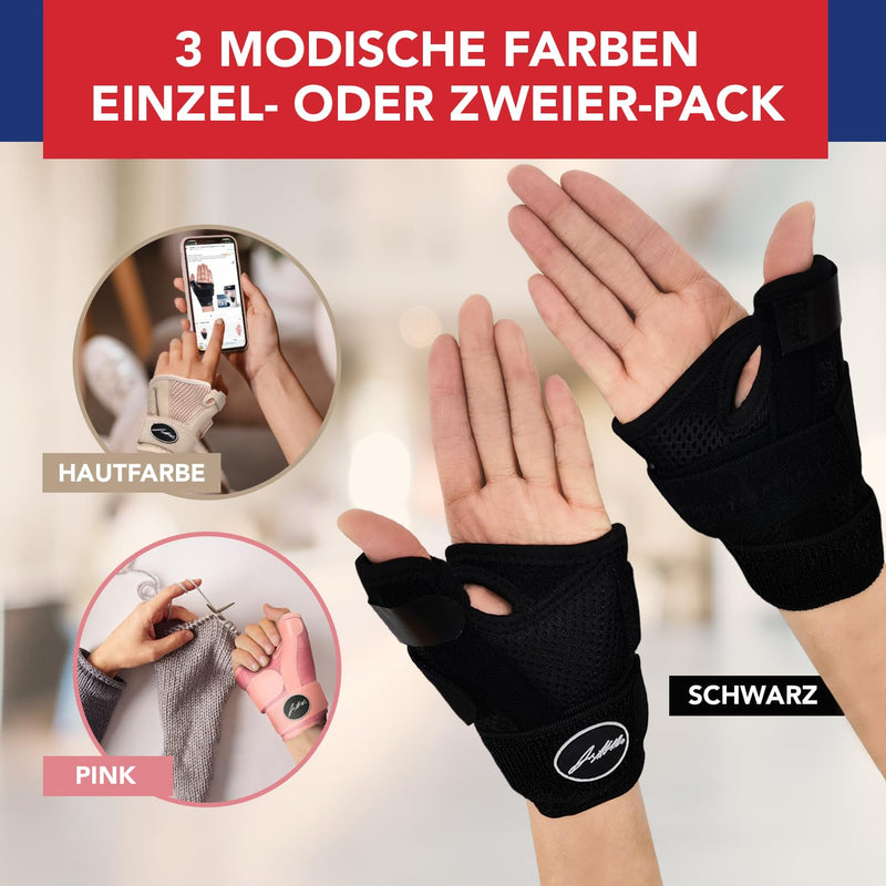 Dr. Arthritis Designed By Doctors Wrist Bandage, Thumb Brace Left/Right, Wrist Support With Thumb Splint, Stabilizing Wrist Brace With Thumb Location, Black, Single Pack - NewNest Australia