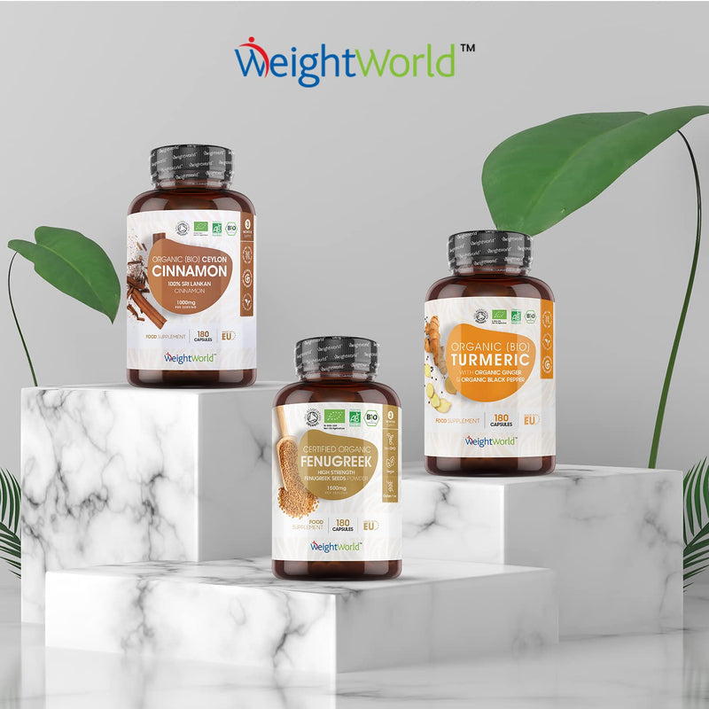 Organic Fenugreek 180 Capsules - 750Mg Per Capsule - 3 Month Supply - Fenugreek Seeds Vegan Dietary Supplement - Fenugreek Seed - Certified Organic - Without Magnesium Stearate - Weightworld - NewNest Australia