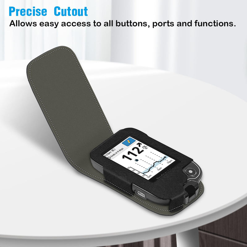 Medmax Case For Freestyle Libre 3/Libre 2/Libre Reader Blood Glucose Monitor, Case With Neck Holder For Hanging, Faux Leather Protective Cover With Carabiner Clip For Diabetics, (Black) - NewNest Australia