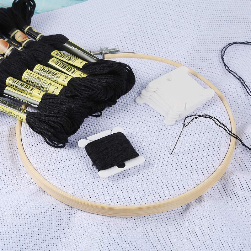 Pllieay 24 Skeins Black Embroidery Threads Cotton Embroidery Floss Friendship Bracelets Floss with 12 Pieces Floss Bobbins for Halloween Knitting, Embroidery Stitching and Cross Stitch Project - NewNest Australia