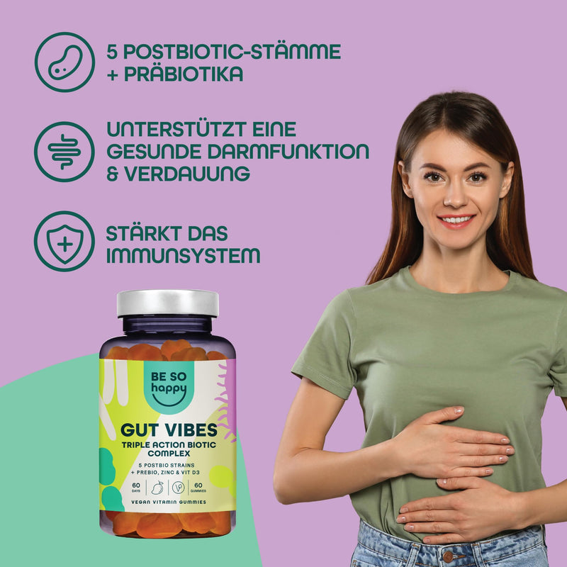 Prebiotics And Postbiotics Gummies | Supports Healthy Intestinal Function And Digestion | Biotic Complex With Zinc & Vitamin D3 | 60 Day Supply | Eu | Vegan, Gluten And Lactose Free - NewNest Australia
