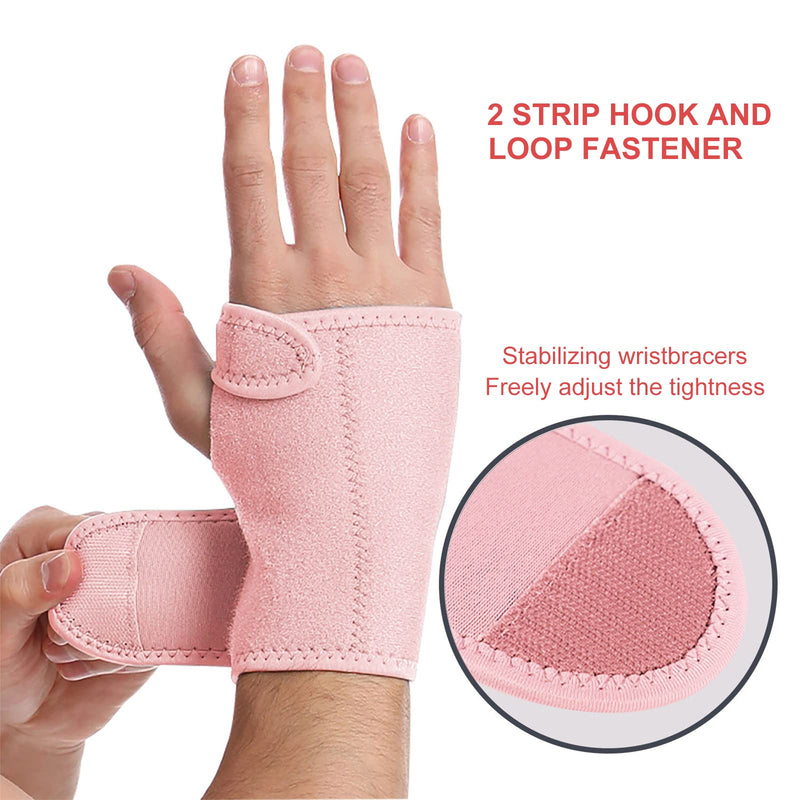 Wrist Splint Support Brace Compression Wrist Brace Elastic Adjustable Carpal Tunnel Support with Metal Strip for Sports, Fitness, Arthritis, Tendonitis One Size Single (Left Hand, Pink) Left Hand - NewNest Australia