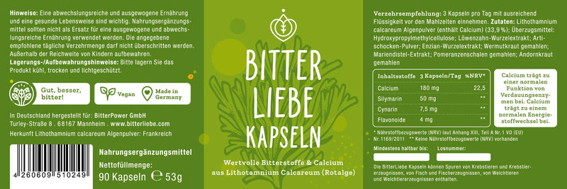 BitterLiebe® bitter substances capsules 90 pieces I milk thistle dandelion artichoke capsules high dosage I recipe according to Hildegard von Bingen I milk thistle 1 - NewNest Australia