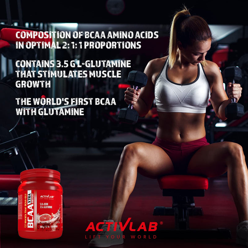 Activlab Bcaa Xtra Instant 500G 5000Mg Amino Acids 3500Mg L Glutamine Muscle Growth Supplement Regeneration Endurance Bodybuilding Optimum Grapefruit Flavor Bcaa 2 1 1 Including Measuring Cup - NewNest Australia