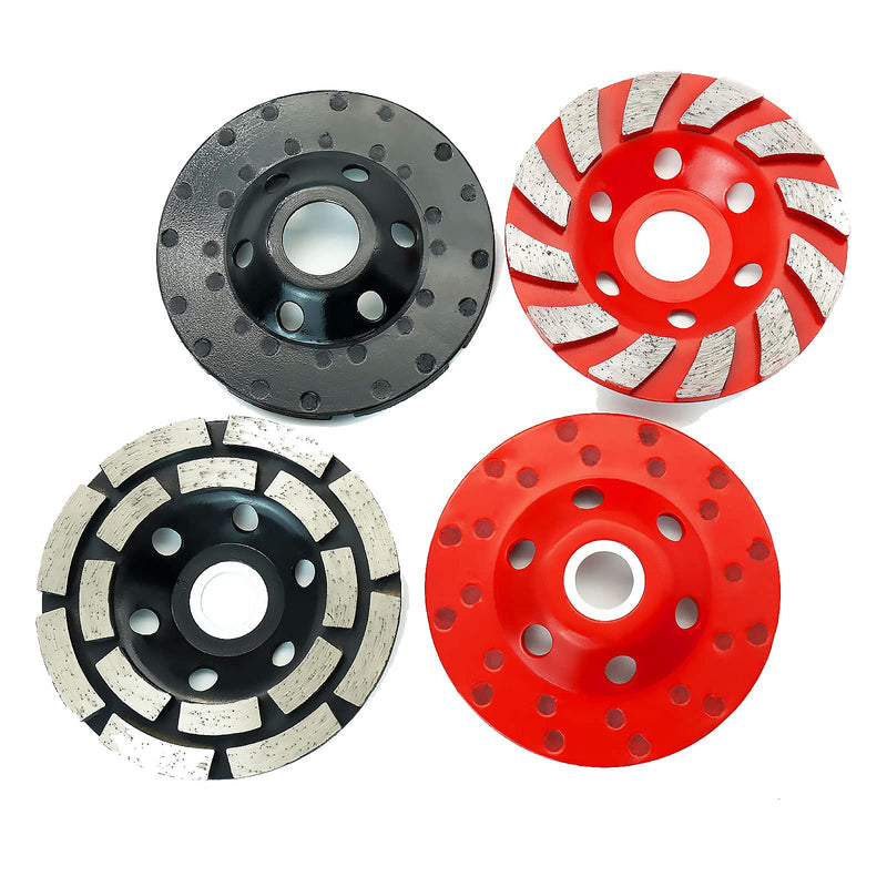 OKVEQUIP 2PACK 4Inch Diamond Cup Grinding WheeL Concrete Sanding Discs 12 Segments Heavy Duty Angle Grinder Wheels forGrinder Polishing Masonry Angle Grinding(BLACK and RED) - NewNest Australia