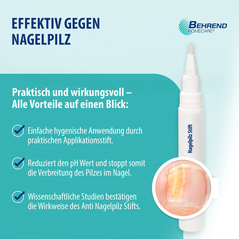 Behrend Homecare - nail fungus pen for quick nail fungus treatment for fungal infections - polish for fingernails and toenails - medical product with scientifically proven effectiveness - NewNest Australia
