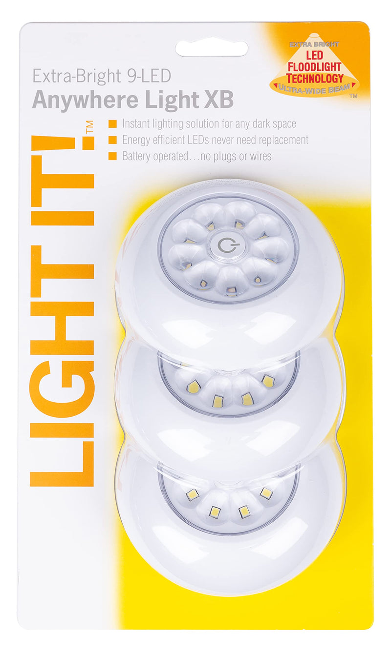 LIGHT IT! by Fulcrum 30016-308 9-LED Anywhere Light XB, 3-pack, White, 3 Count - NewNest Australia