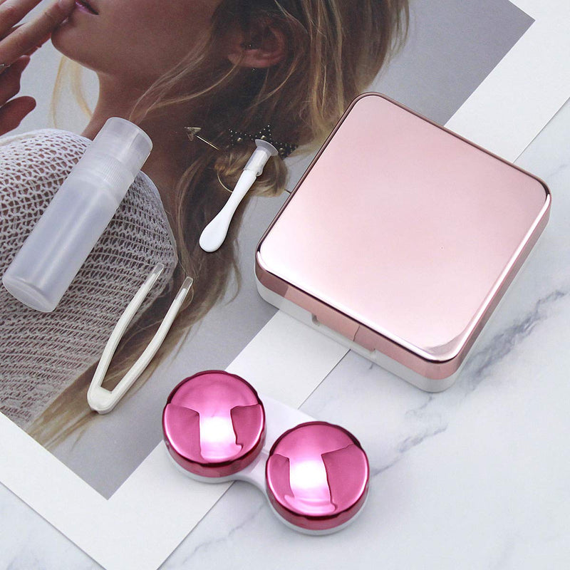 Natuce Contact Lens Case, Protective Case For Contact Lenses And Integrated Mirror, Contact Lenses, Glasses Case, Portable, Travel Contact Lens Set For Home And Travel (Pink And Rose Gold), Pink And - NewNest Australia