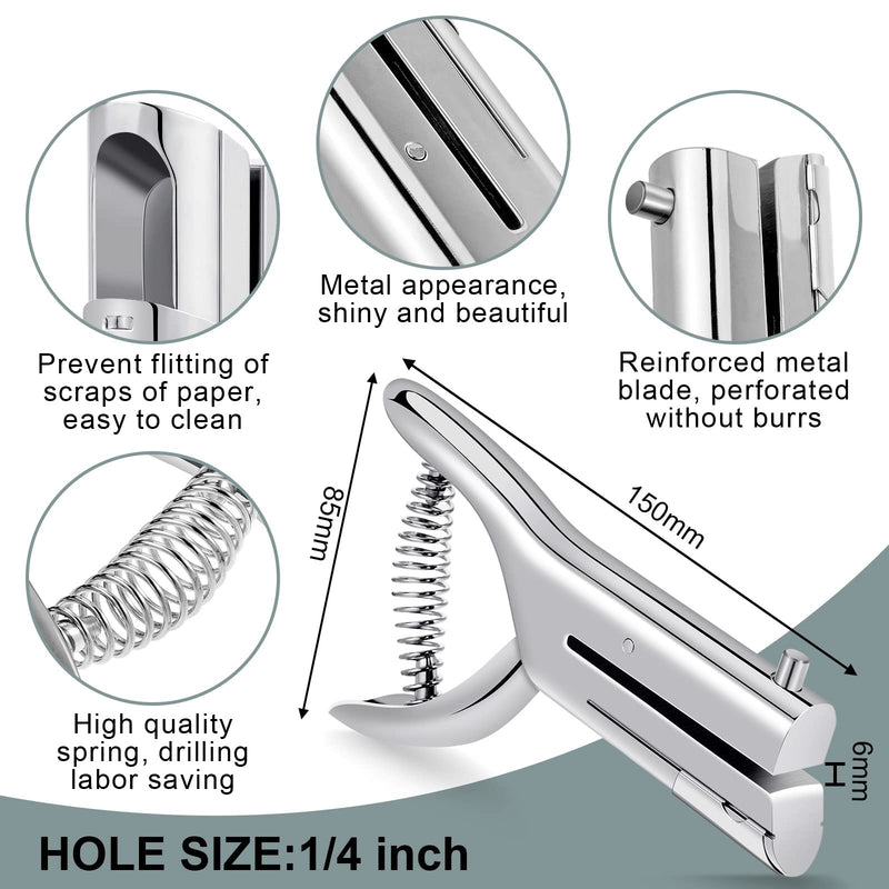 25 Sheet Capacity Heavy Duty Hole Punch Paper Punch Reduced Effort Single Hole Punch 2 Inch Reach Deep Throat Heavy Duty Hand Alloy Long Reach Punch for Paper ID PVC Cards 5 Inch Tall (1/4 Inch Hole) 1/4 Inch Hole - NewNest Australia