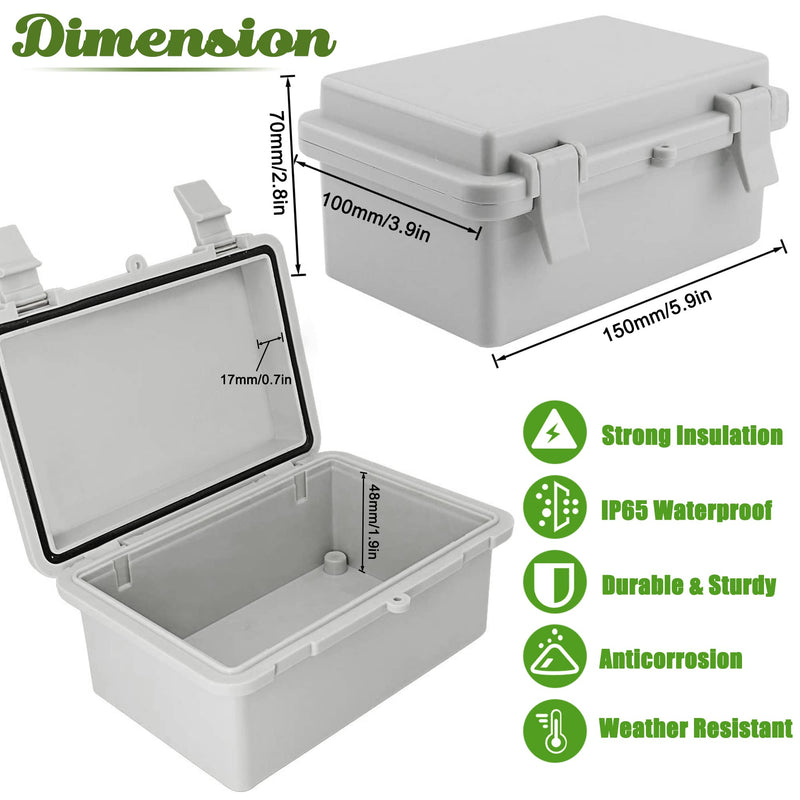 Sunnyglade ABS Plastic Dustproof Waterproof IP65 Junction Box Universal Durable Electrical Project Enclosure With Lock (3.9"x5.9"x2.8") 3.9"x5.9"x2.8" - NewNest Australia