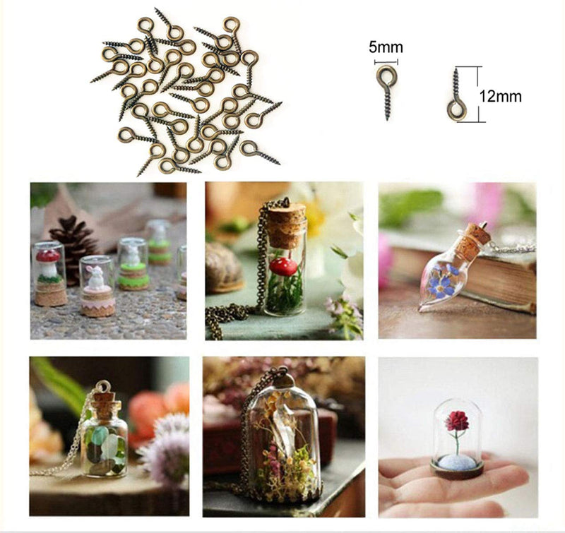 IDEALSV Small Screw Eyes Pin Hook Eyelets Screw Threaded Key Chain Hooks 12 x 5mm Mini Screw Eyes Pin Hoop for Jewelry Making Bronze 300 Pack - NewNest Australia