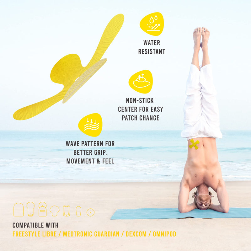 Not Just A Patch X-Patch CGM Sensor Patches (20 Pack) - Water Resistant & Durable for Active Lifestyle for 10-14 Days - Dexcom G6 Adhesive Patches, Omnipod & Freestyle Libre 2 Sensor Covers in Yellow - NewNest Australia