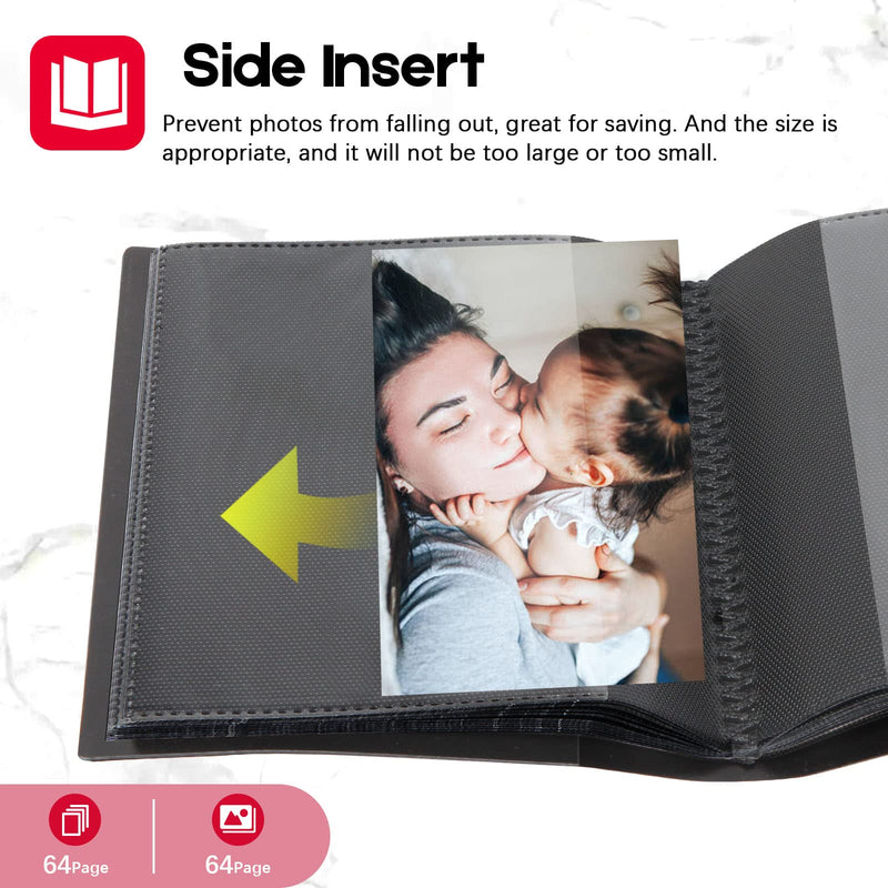 Small Photo Album 5x7 Holds 64 Photos Black Inner Page with Strong Elastic Band, 5x7 Mini Book Photo Pictures Album for Artwork, 5x7 Picture Storage, Kids Art Storage, Postcards, Drawings (Black) 1Pack - NewNest Australia