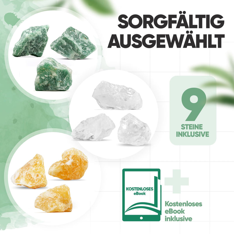 PURAJA Waterstone Blend Strength & Courage | Premium healing stone set made from real gemstones: rock crystal, orange calcite, aventurine | 100% natural crystals 250 g (pack of 1) - NewNest Australia