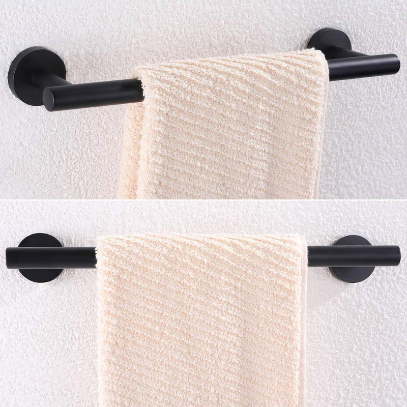 Matte Black Bathroom Accessories Set 3 Pieces, Aomasi Stainless Steel Robe Towel Hook, Toilet Paper Holder, Hand Towel Bar 11.38”, Modern Bathroom Fixtures Kit - NewNest Australia