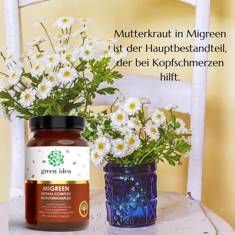 Migreen - Relief From Headaches And Migraines | 100% Natural Powerful Herbal Complex | Safe Alternative | With Regular Use Decreases Frequency | No Side Effects 90 Caps. - NewNest Australia