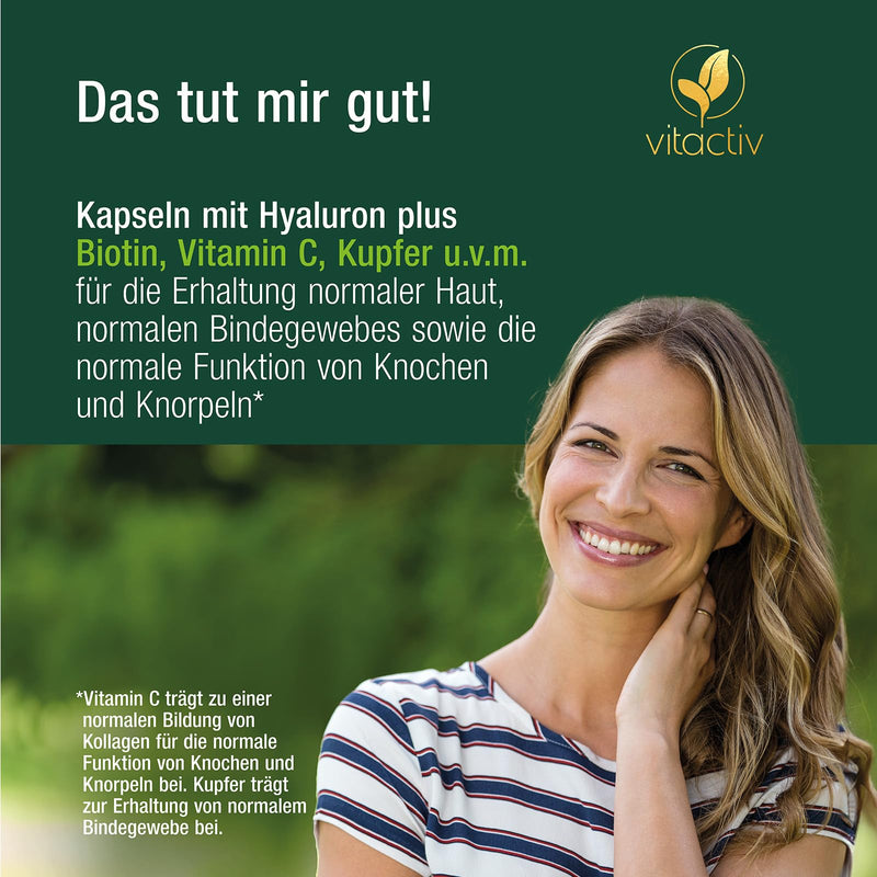 Vitactiv Hyaluronic Complex - Hyaluronic Capsules High Dose, 500 Mg Hyaluronic Acid - 500-700 Kda, Vegan - With Vitamin C, Zinc, Manganese, Copper, Biotin And Much More - Laboratory Tested, From - NewNest Australia