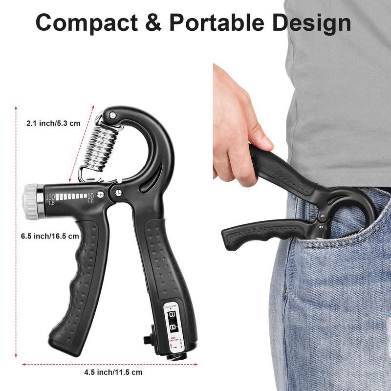 KDG Hand Grip Strengthener 2 Pack Adjustable Resistance 10-130 lbs Forearm Exerciser，Grip Strength Trainer for Muscle Building and Injury Recovery for Athletes - NewNest Australia