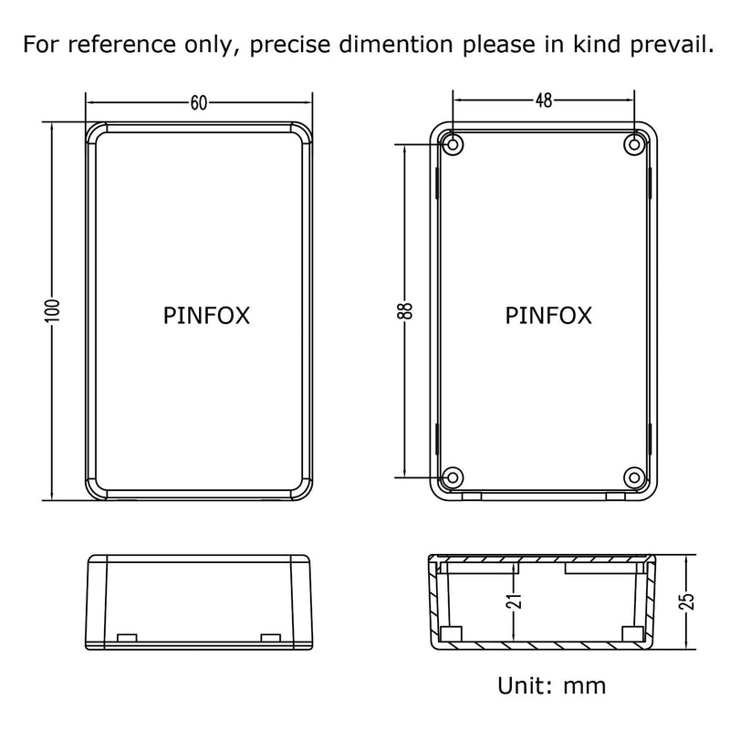 Pinfox 5 pack Electronic Prototype ABS Plastic Junction Project Box Enclosure 100mm by 60mm by 25mm for Portable, Arduino DIY (Black) Black - NewNest Australia