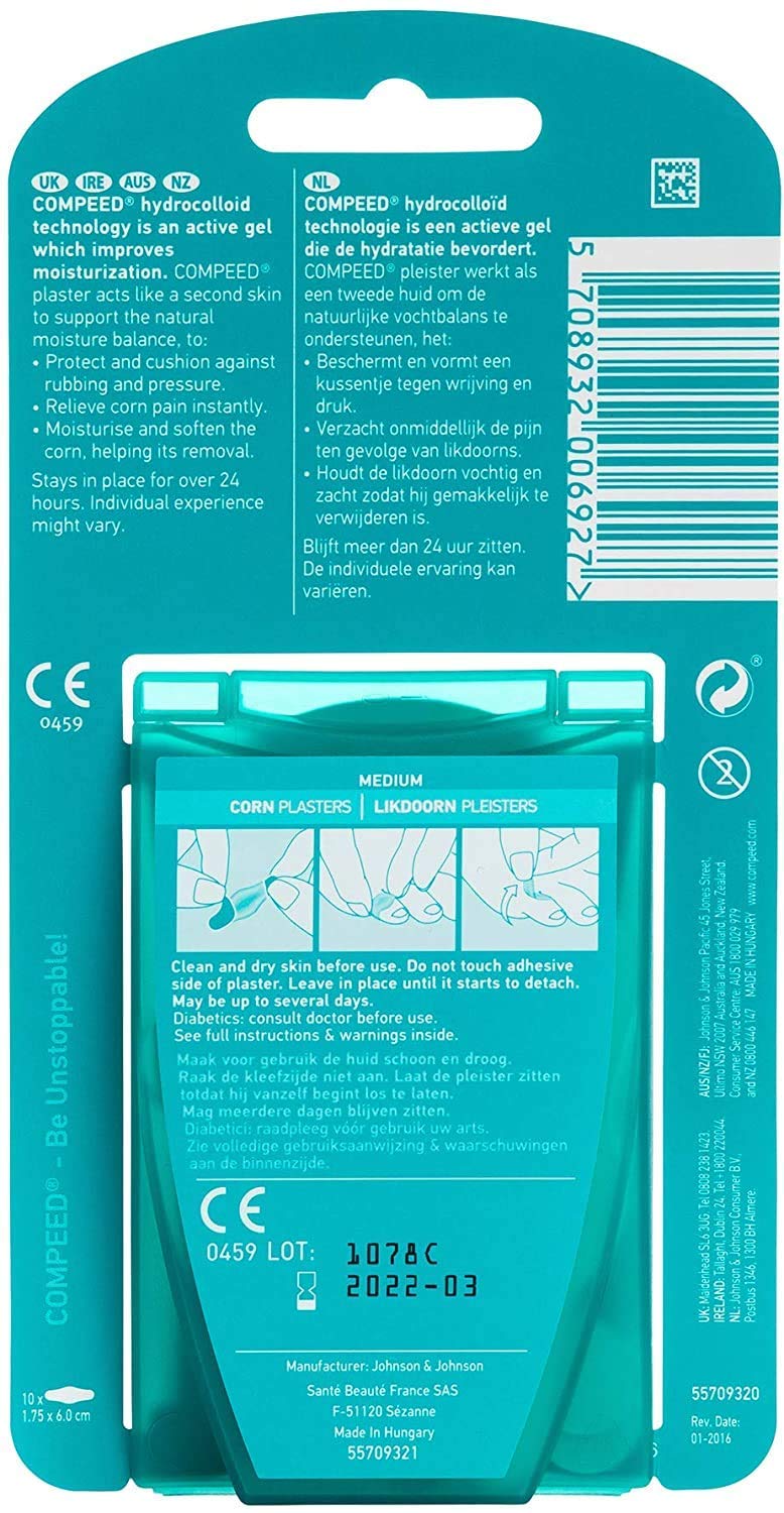 Compeed Corn Plasters, Advanced Corn Care Cushions, 10 Count Corn Toe Pads (2 Packs) - Packaging may Vary 10 Count (Pack of 2) - NewNest Australia