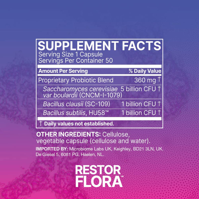 Microbiome Labs - Restorflora Pd (21 Capsules) | Any Probiotics For Gut Health & Immune System Support With Saccharomyces Boulardii & Bacillus Spores, Spore And Yeast Probiotics - NewNest Australia