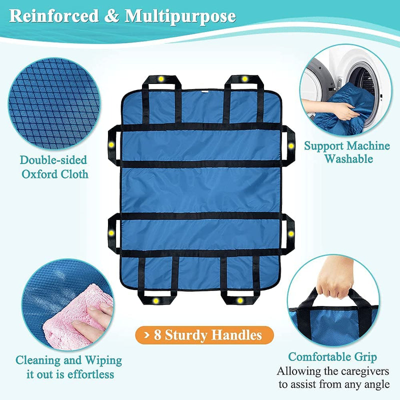 Positioning Pad Draw Sheet Patient Transfer Board Lift Sheet Slide Protective Hospital Bed Mat with Handles for Incontinence, Bariatric, Elderly - Reusable & Washable (48" X 40") - NewNest Australia