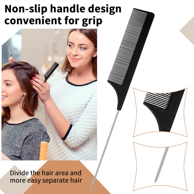 Fuyamp 3 Packs Slick Brush Set Teasing Brush Set, Plastic Bristle Hair Brush Teasing Comb Edge Hair Brush Grooming Combs Sturdy Rat Tail Comb Double Sided Edge Brush for Women Hair Salon Hair Slicking Black - NewNest Australia