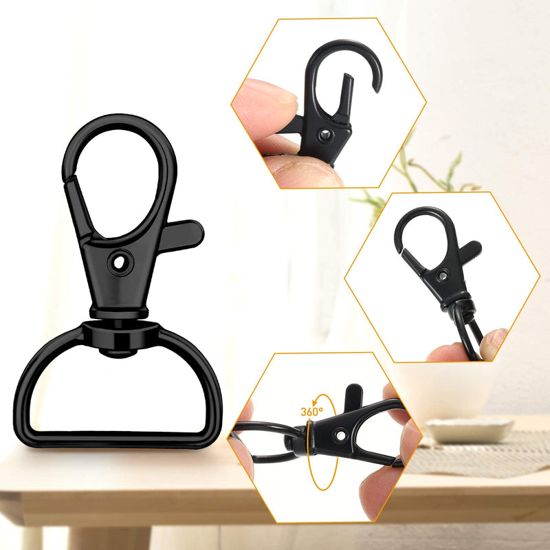 56 Pieces Purse Hardware Keychain Hooks with D Rings Set for Bag Making Lanyard Snap Hooks Metal Swivel Clasps with D Rings and Slide Buckle for Purses Keychain Lanyard Handbags (Black,25 mm) Black 25 mm - NewNest Australia