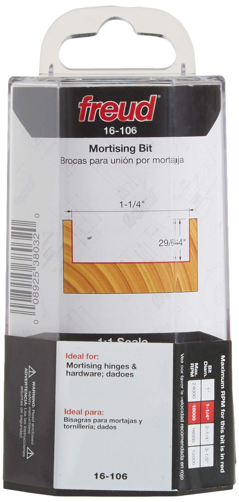 Freud 1-1/4" (Dia.) Mortising Bit with 1/4" Shank (16-106) 1-1/4-Inch Diameter by 1/4-Inch Mortising Router Bit - NewNest Australia