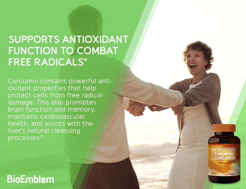 BioEmblem Turmeric Curcumin Supplement with BioPerine | Joint Support & Inflammatory Response | with Organic Turmeric Powder & 95% Curcuminoids Extract | California Made, Non-GMO, 30-Day Supply - NewNest Australia