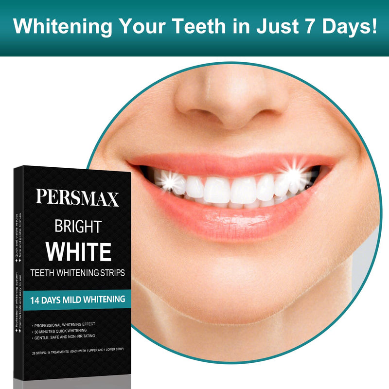 PERSMAX Teeth Whitening Strips, Non-Sensitive Teeth Whitener for Tooth Whitening, Non-Slip Dental Whitener Professional Helps to Remove Smoking Coffee Wine Stain, 14 Treatments 28 Strips - NewNest Australia
