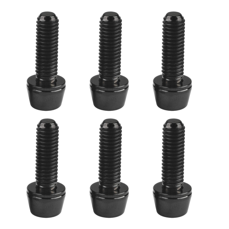 Wanyifa Titanium Ti Allen Hex M5 16mm Tapered Head Bolt with Washer Screw for Bicycle Stem Parts Pack of 6 (Black, M5x16mm) Black - NewNest Australia