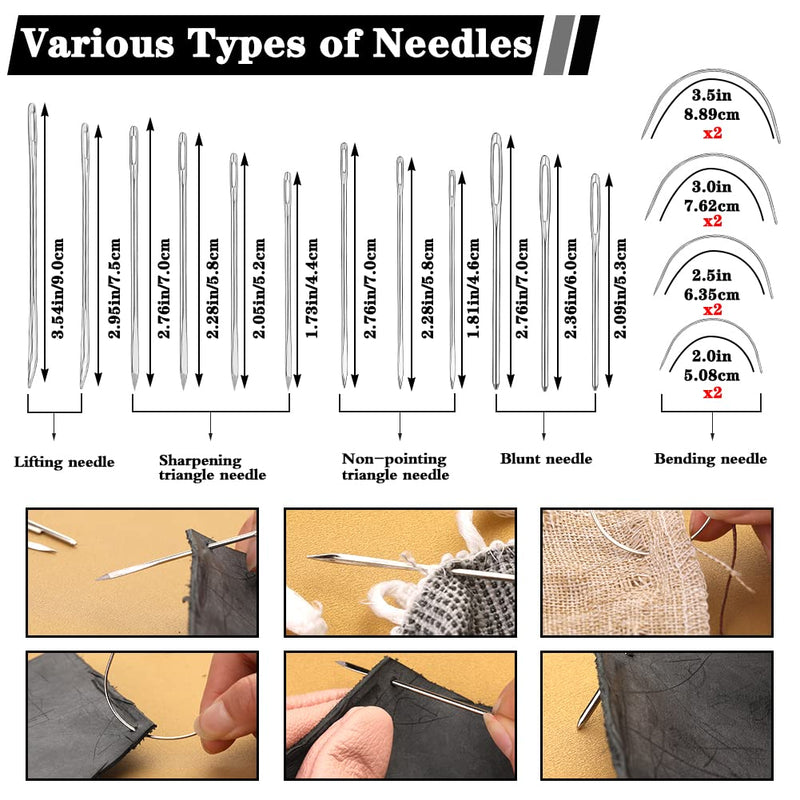 40 Pcs Leather Kit, Leather Sewing Kit with Waxed Thread, Sewing Awl, Seam Ripper and Leather Hand Sewing Stitching Needles, Leather Sewing Tools for DIY Leather Craft - NewNest Australia