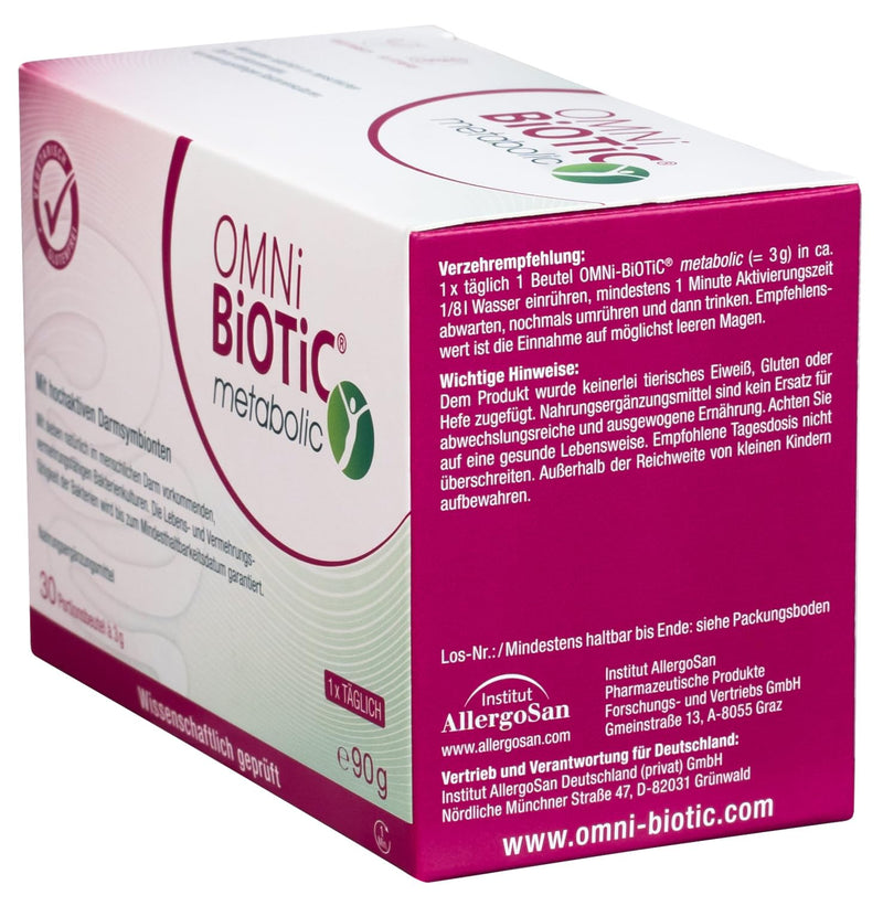 OMNi BiOTiC metabolic, 30 portions (90g), 7 bacterial strains, 3 billion germs per daily dose, powder, vegetarian, gluten-free, for daily use - NewNest Australia