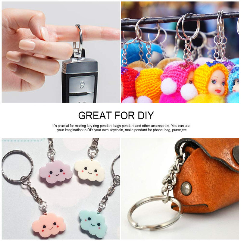 Teenitor Metal Split Keychain Ring Parts for Arts and Craft- 60 Key Chains 25mm with 26mm chains and 60pcs Open Jump Ring for Craft Key Ring - NewNest Australia