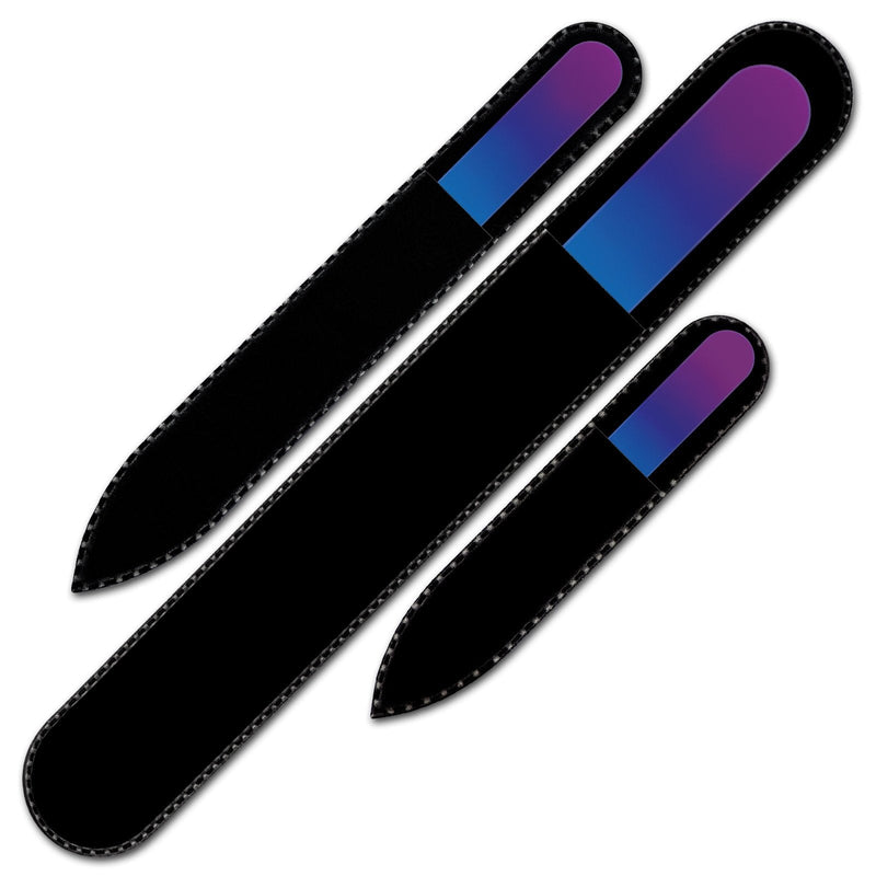 Nail Files - Mont Bleu Gift Set of 3 Crystal Nail Files in Velvet Pouch - Rainbow Colors - Genuine Czech Tempered Glass - Gifts for her - Best Glass Nail Files Kit for Natural Nails Magenta Blue - NewNest Australia