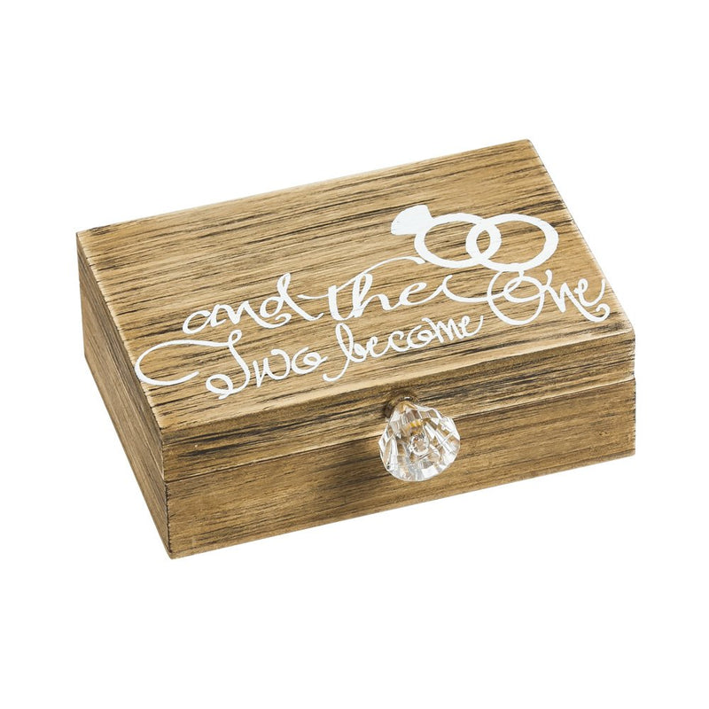 NewNest Australia - Cypress Home Wedding Decor “and Then Two Become One” Mr. and Mrs. Wooden Ring Holder Decorative Box - 5”W x 6”D x 2”H Elegant Wedding Gift Box 