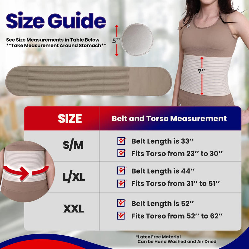 Hernia Belt for Men and Women - Beige Abdominal Binder for Umbilical Hernias & Navel Belly Button Hernias with Compression Pad for Hernia Support and Stomach (L/XL (37" to 51")) L/XL (37" to 51") - NewNest Australia