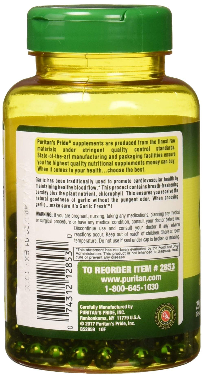 Puritans Pride Odorless Garlic & Parsley 500 Mg / 100 Mg, 250 Count - NewNest Australia