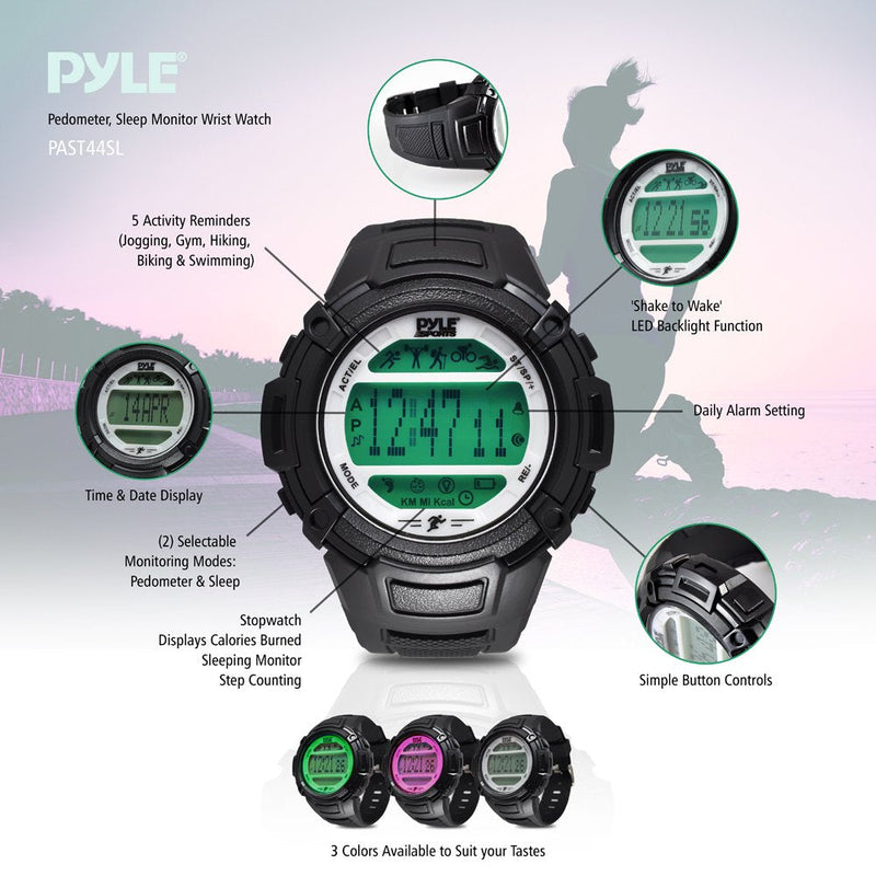 Digital Multifunction Sports Wrist Watch - Smart Fit Classic Men Women Sport Running Training Fitness Gear Tracker w/ Sleep Monitor, Pedometer, Alarm, Stopwatch, Backlight - Pyle PAST44SL (Silver) - NewNest Australia