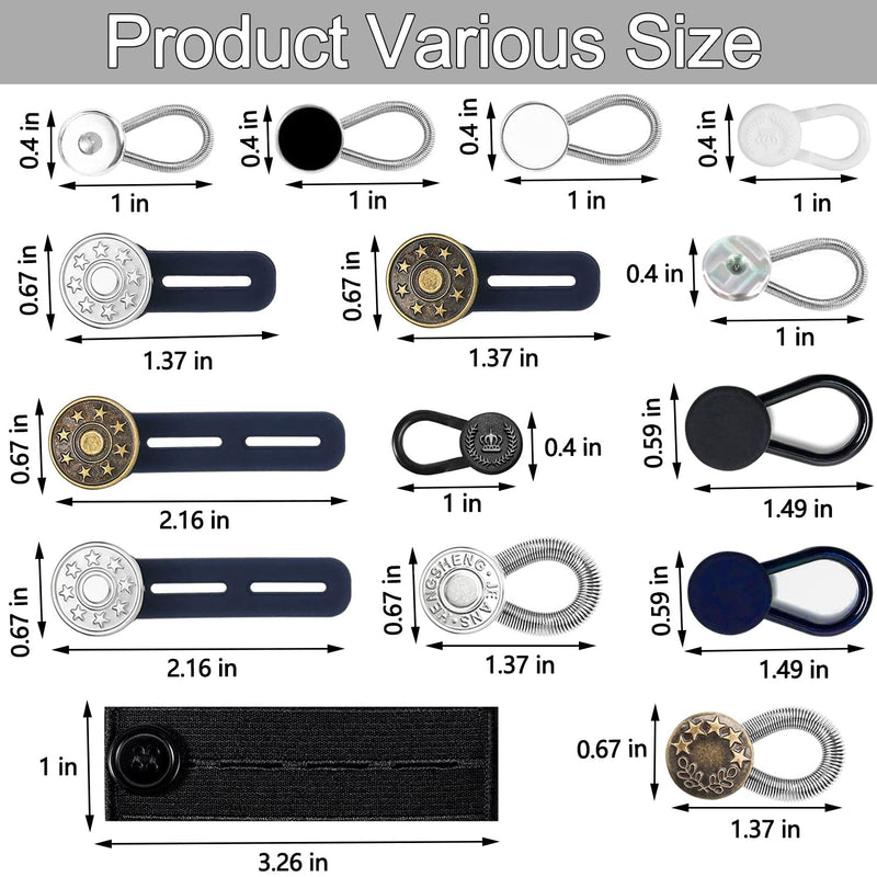 24 Pcs Extender Button Set, Flexible Adjustable Elastic Waist Extender Button, Comfy Invisible Collar Neck Extenders, No-Sew Extend Buttons for Women and Men's Pants Jeans Skirts Clothing Supplies - NewNest Australia