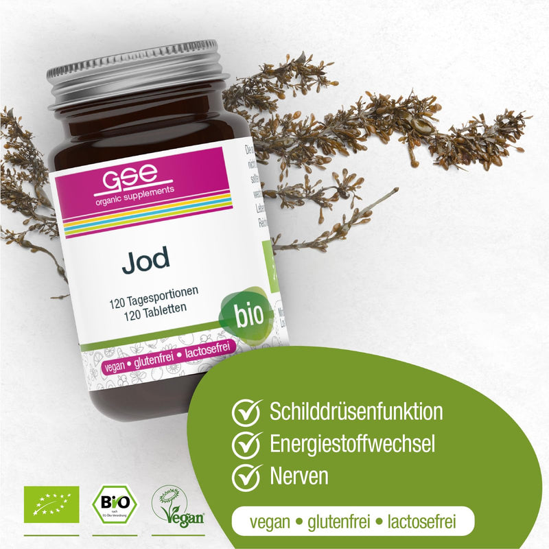 GSE Iodine Compact tablets, 100% high-dose iodine from plants, without added flavors and sugar, organic quality - NewNest Australia