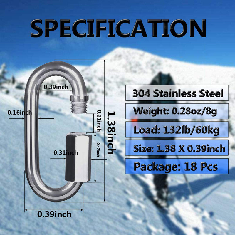 Quick Link, Ekunbuy 304 Stainless Steel Heavy Duty Locking Clips Chain Connector Repair Link Buckle for Swing Outdoor Camping 1.45inch(m3.5)-18pcs - NewNest Australia