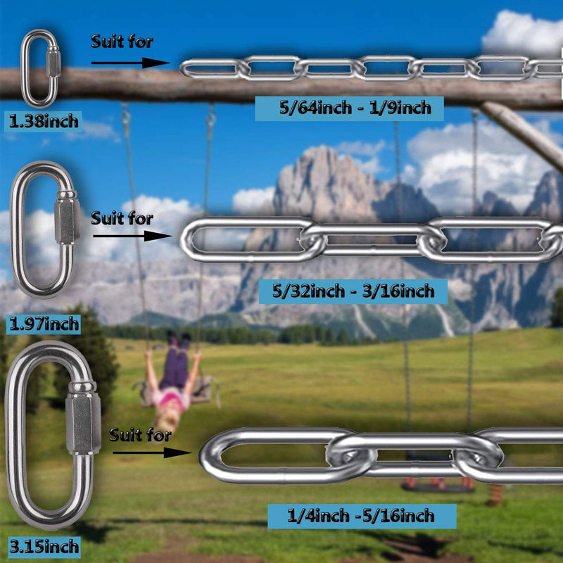 Quick Link, Ekunbuy 304 Stainless Steel Heavy Duty Locking Clips Chain Connector Repair Link Buckle for Swing Outdoor Camping 1.45inch(m3.5)-18pcs - NewNest Australia